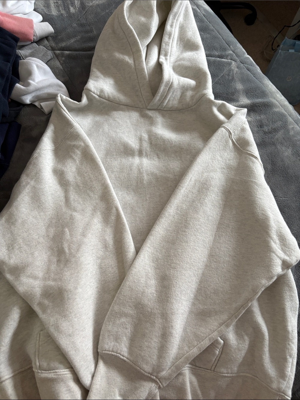 Men's Cream Pullover Hoodie with embroidered #2 on the back